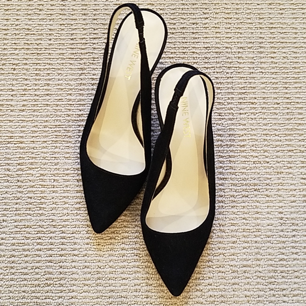 Nine West Casablanca black suede slingback pumps